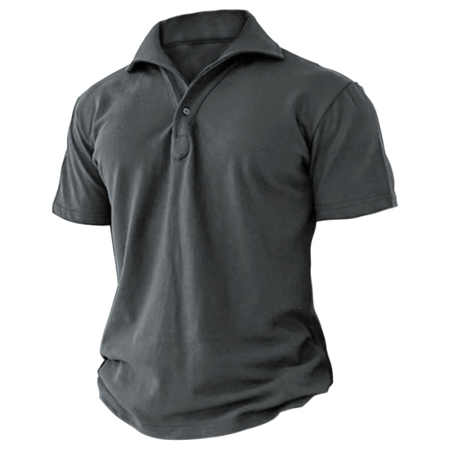 

Men's Outdoor Daily Solid Color Simple Polo Collar Short Sleeve T-Shirt