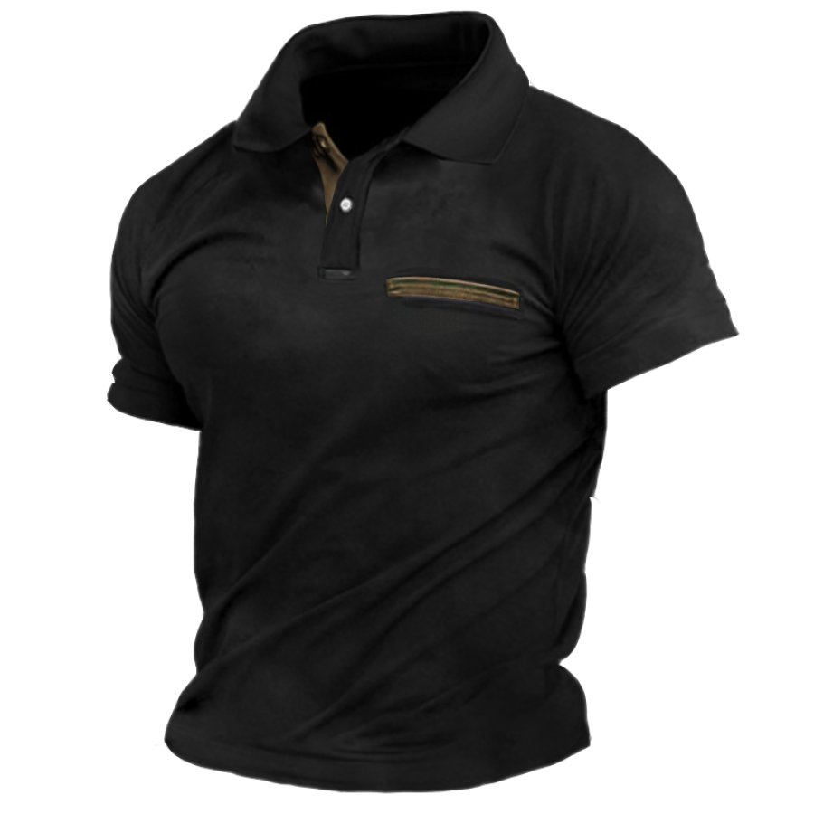 

Men's Vintage Colorblock Pocket POLO Shirt