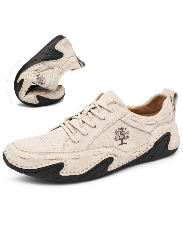 Men Leather Breathable Non Slip Soft Sole Casual Driving Shoes