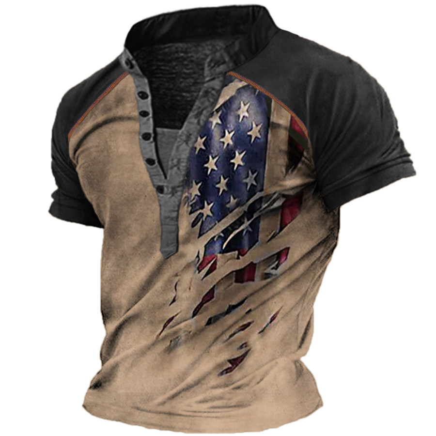

Men's Vintage American Flag Henley T-Shirt