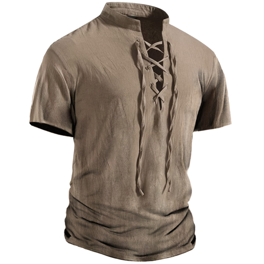 

Men's Vintage Drawstring Short Sleeve T-Shirt