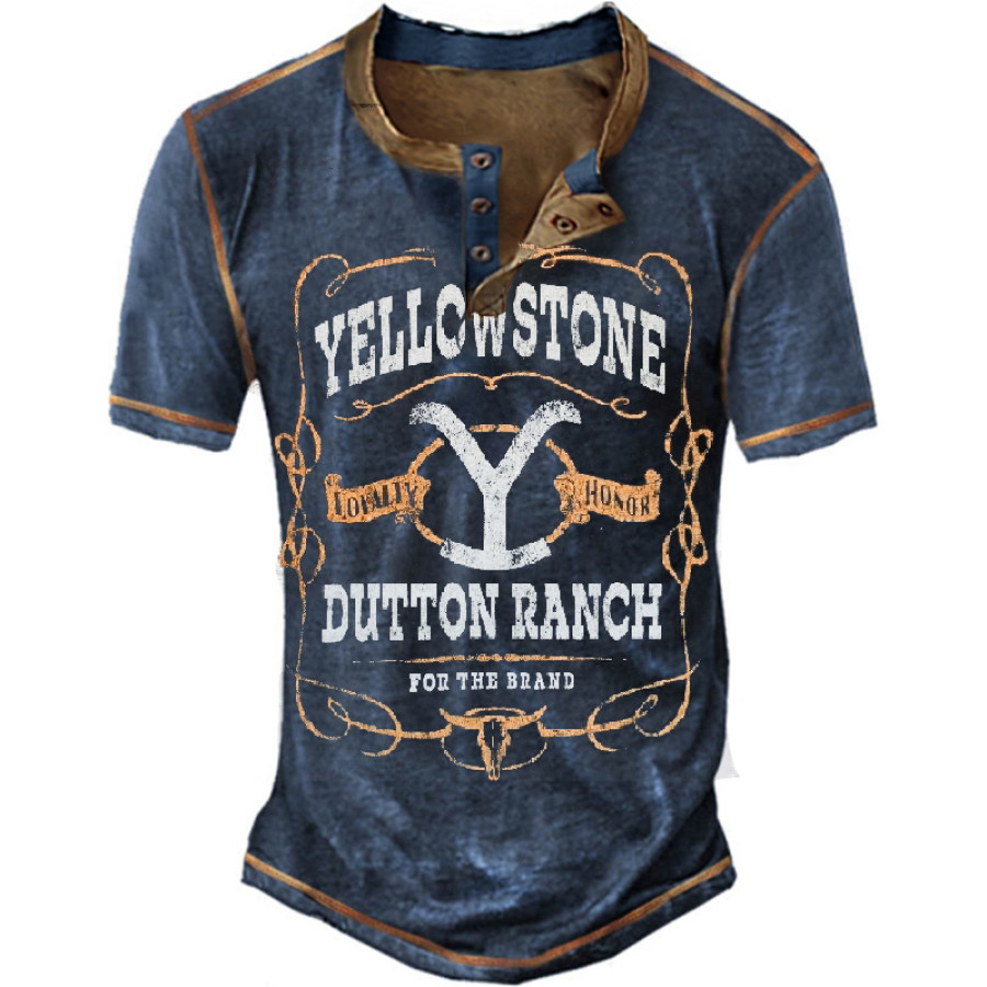 

Men's Vintage Yellowstone Park Henley Collar T-Shirt