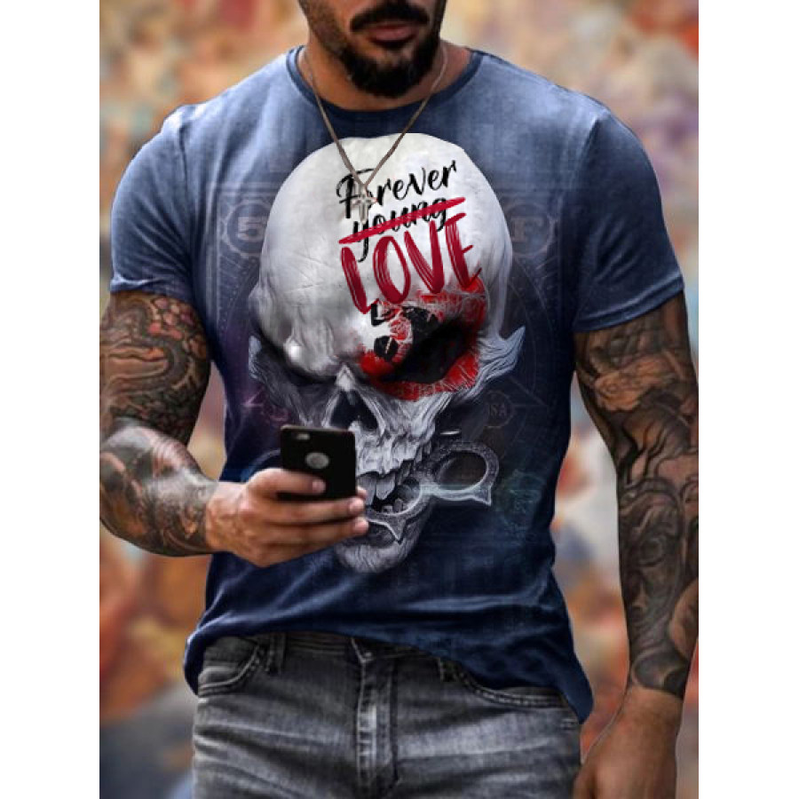 

Men's Hell Skull Art Print Short Sleeve T-shirt