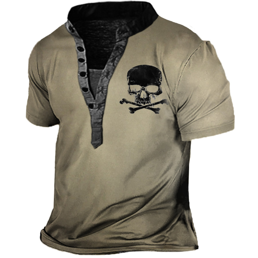 

Men's Vintage Skull Henley T-shirt