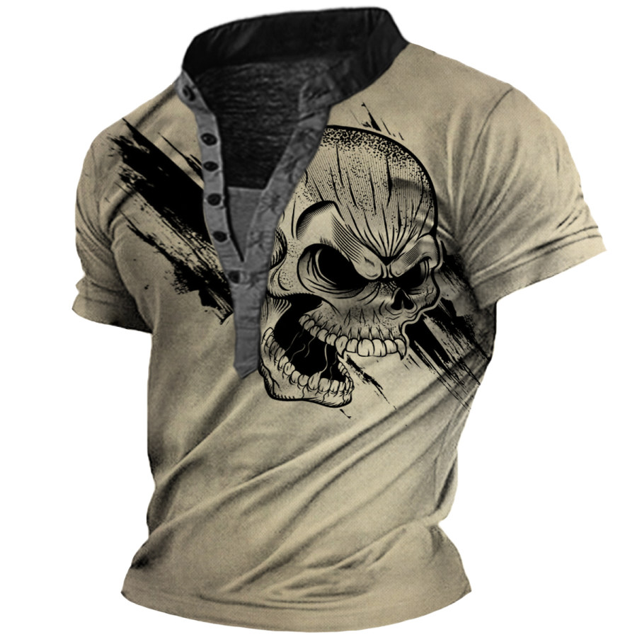 

Men's Vintage Skull Henley T-shirt