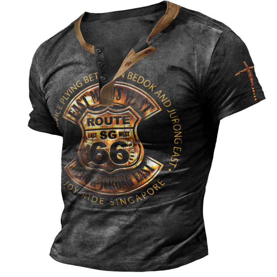 

Men's Vintage Route 66 Round Neck Short Sleeve T-Shirt