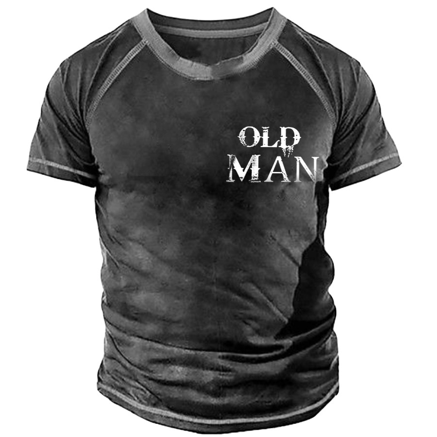 

Men's Vintage OLD MAN Round Neck Short Sleeve T-Shirt