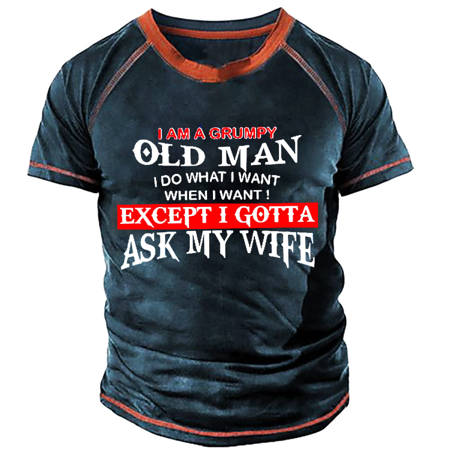 

Men's Vintage OLD MAN Round Neck Short Sleeve T-Shirt
