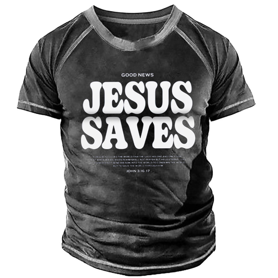 

Men's Vintage Jesus Saves Crewneck Short Sleeve T-Shirt