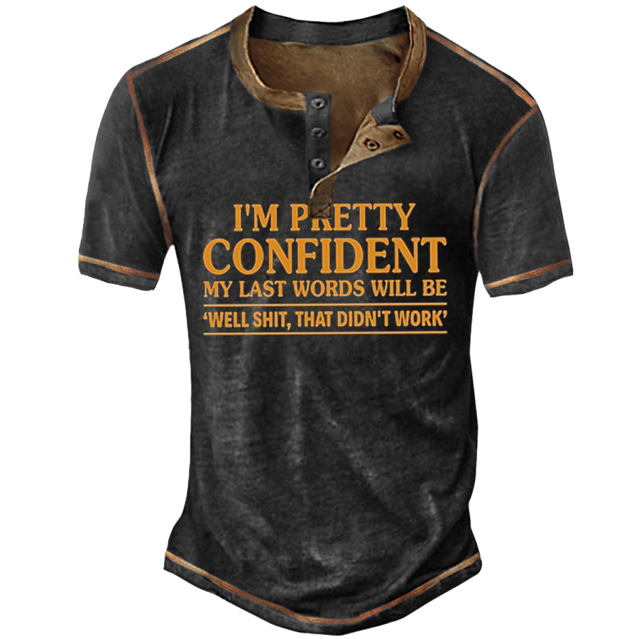 

Men's Vintage CONFIDENT Henley T-Shirt