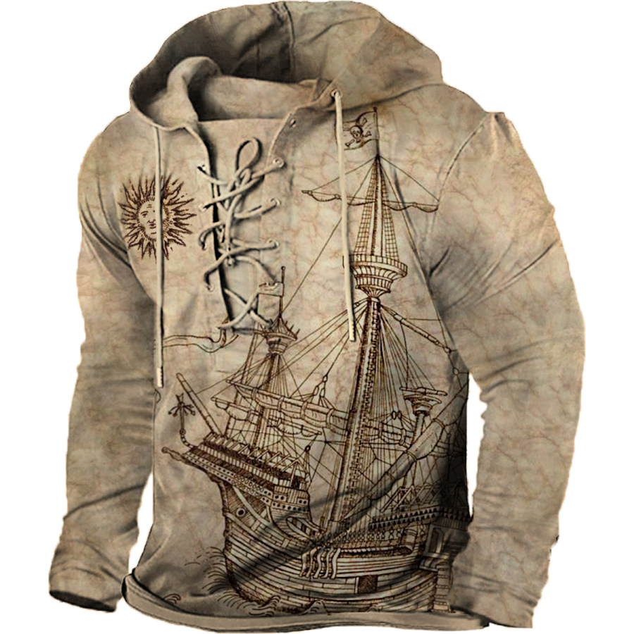 

Men's Vintage Nautical Sailing Hooded T-Shirt