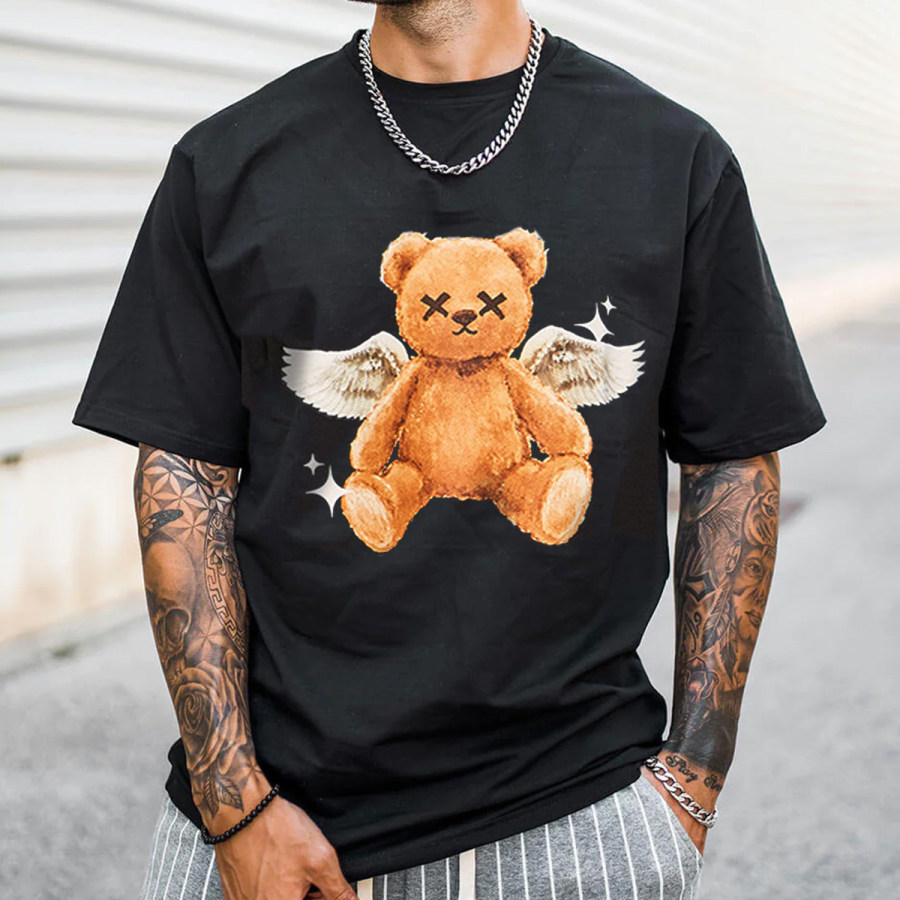 

Men's Vintage Glitter Angel Teddy Bear Short Sleeve T-Shirt