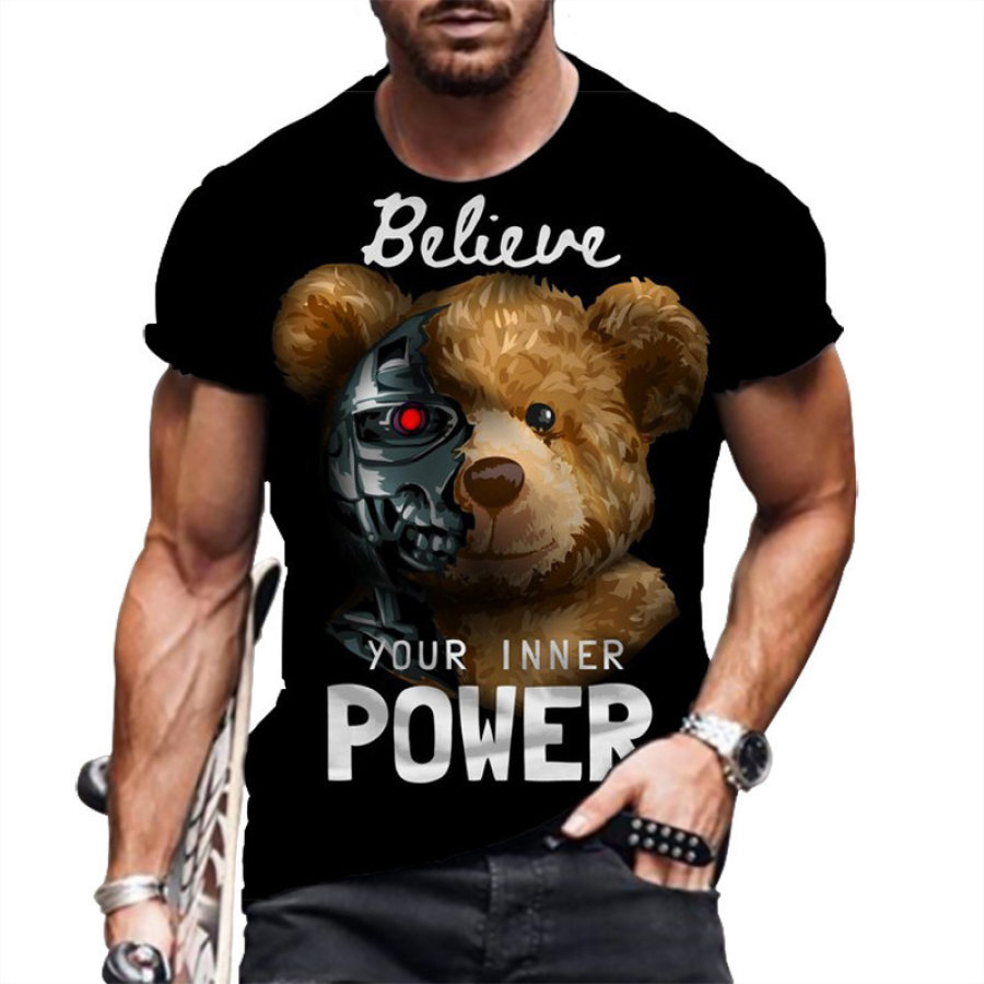 

Men's Vintage Teddy Bear Round Neck Short Sleeve T-Shirt