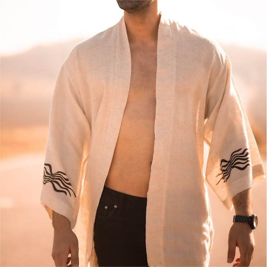 

Men's Vintage Ethnic Linen Cardigan