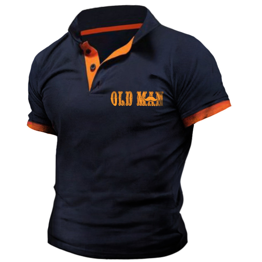 

Men's Vintage OLD MAN Polo Short Sleeve T-Shirt