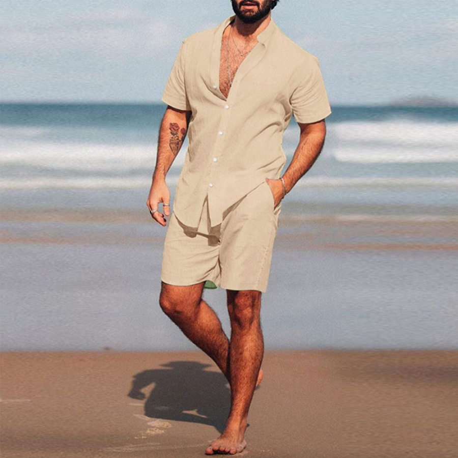 

Men's Retro Casual Short Sleeve Suit