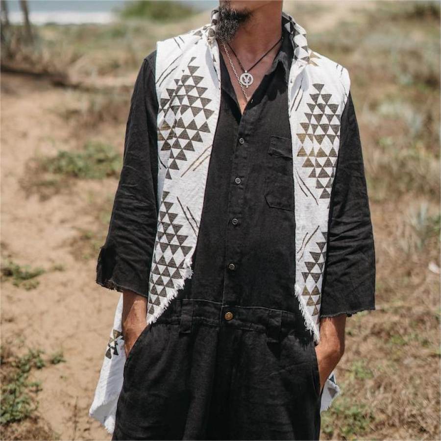 

Men's Vintage Ethnic Linen Cardigan