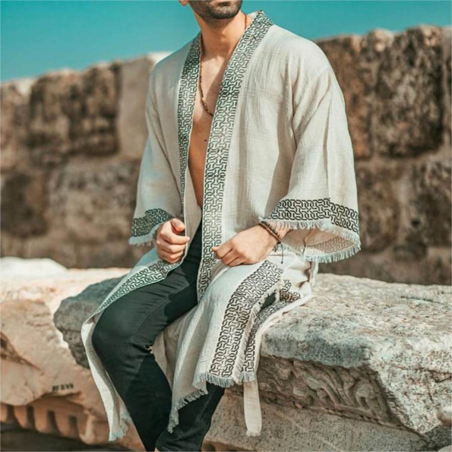 

Men's Vintage Ethnic Linen Cardigan