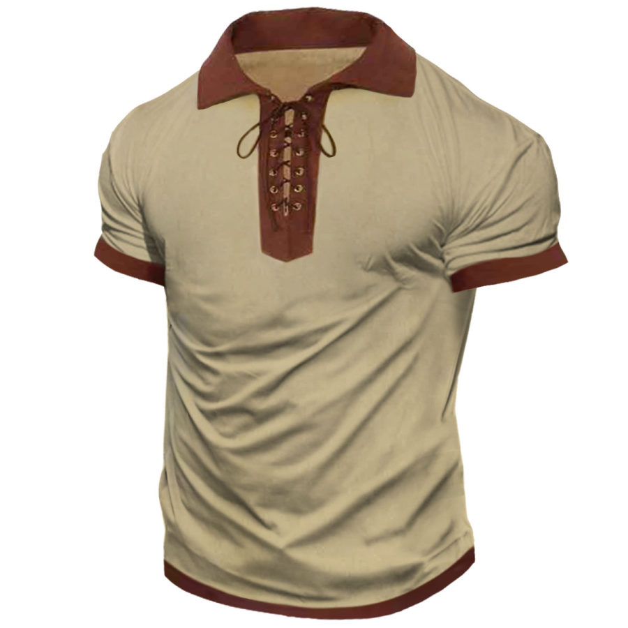 

Men's Vintage Tie Lapel Short Sleeve T-Shirt