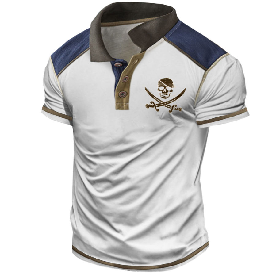 

Men's Vintage Lapel Short Sleeve T-Shirt