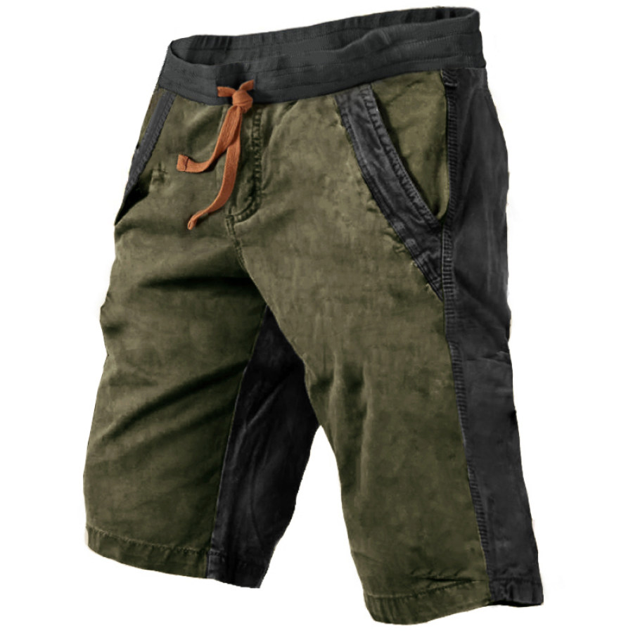 

Men's Vintage Wash Elastic Waist Tactical Shorts