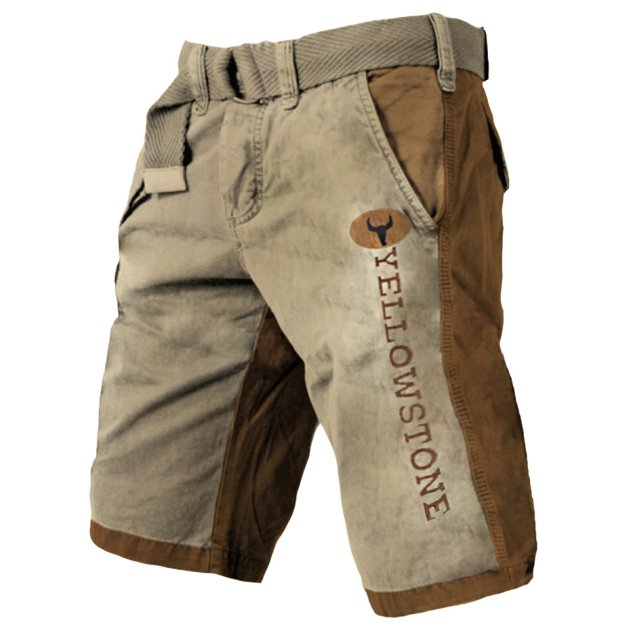 

Men's Vintage Yellowstone Color Block Cargo Shorts