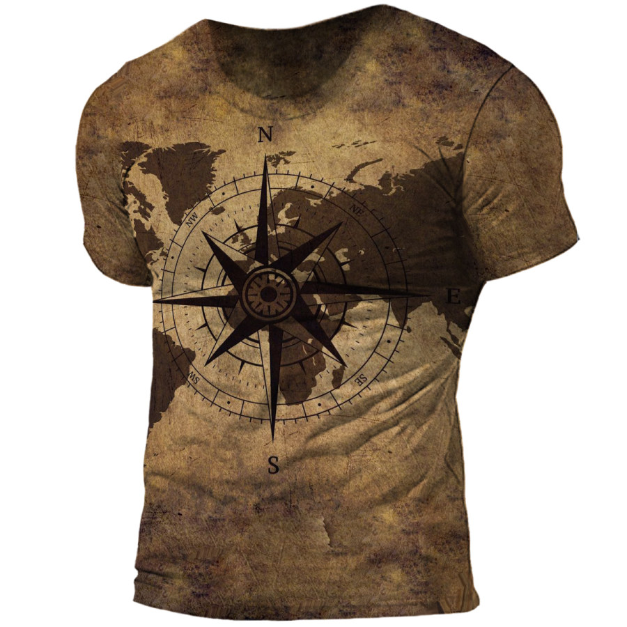 

Men's Vintage Nautical Compass Crewneck Short Sleeve T-Shirt