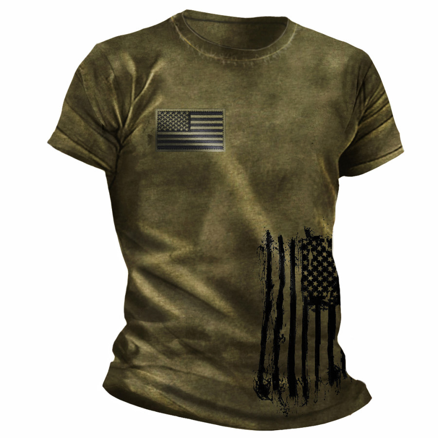 

Men's Outdoor American Flag Print T-Shirt