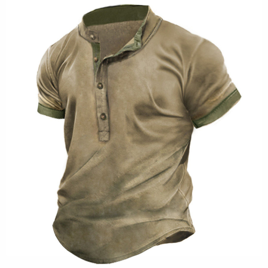 

Men's Outdoor Vintage Short Sleeve Henley Tee