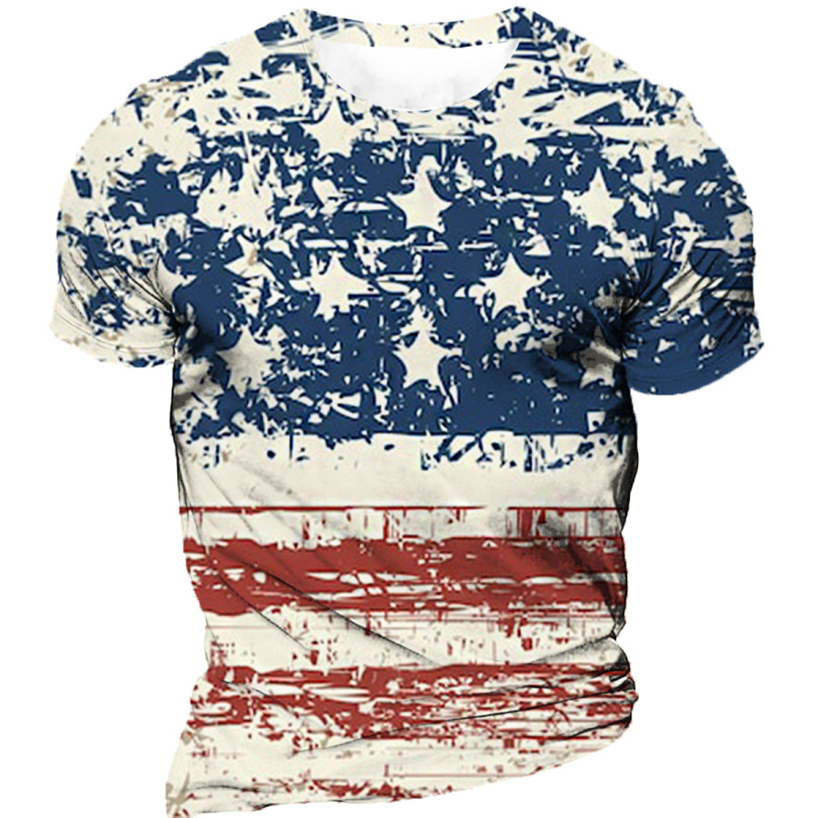 

Men's Vintage American Flag Round Neck Short Sleeve T-Shirt