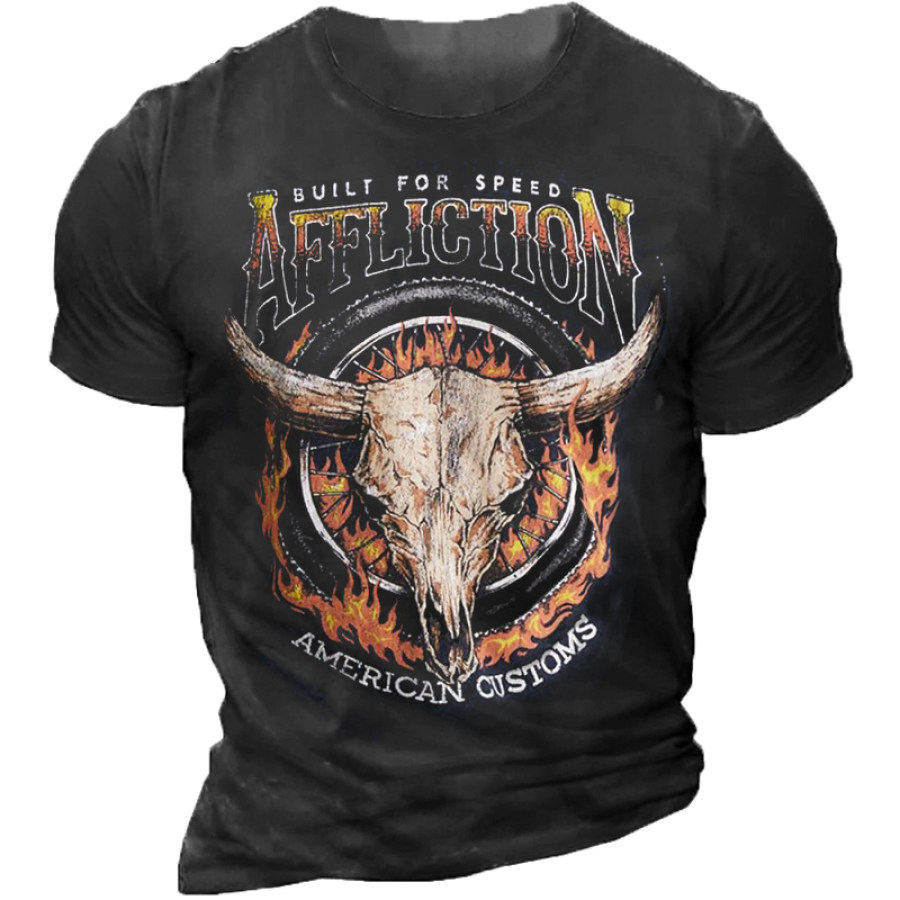 

Men's Vintage Bull Head Print Short Sleeve T-Shirt