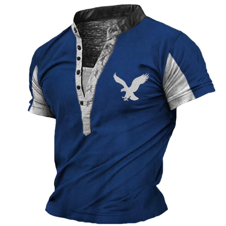 

Men's Vintage Eagle Henley Short Sleeve T-Shirt