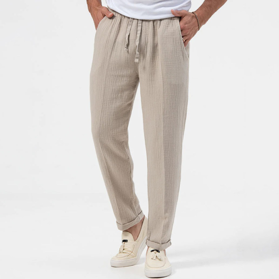 

Men's Solid Color Comfortable Cotton And Linen Casual Pants