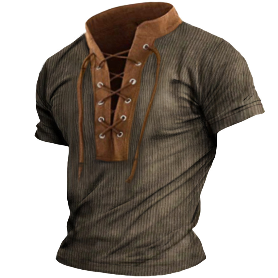

Men's Vintage Drawstring Short Sleeve T-Shirt