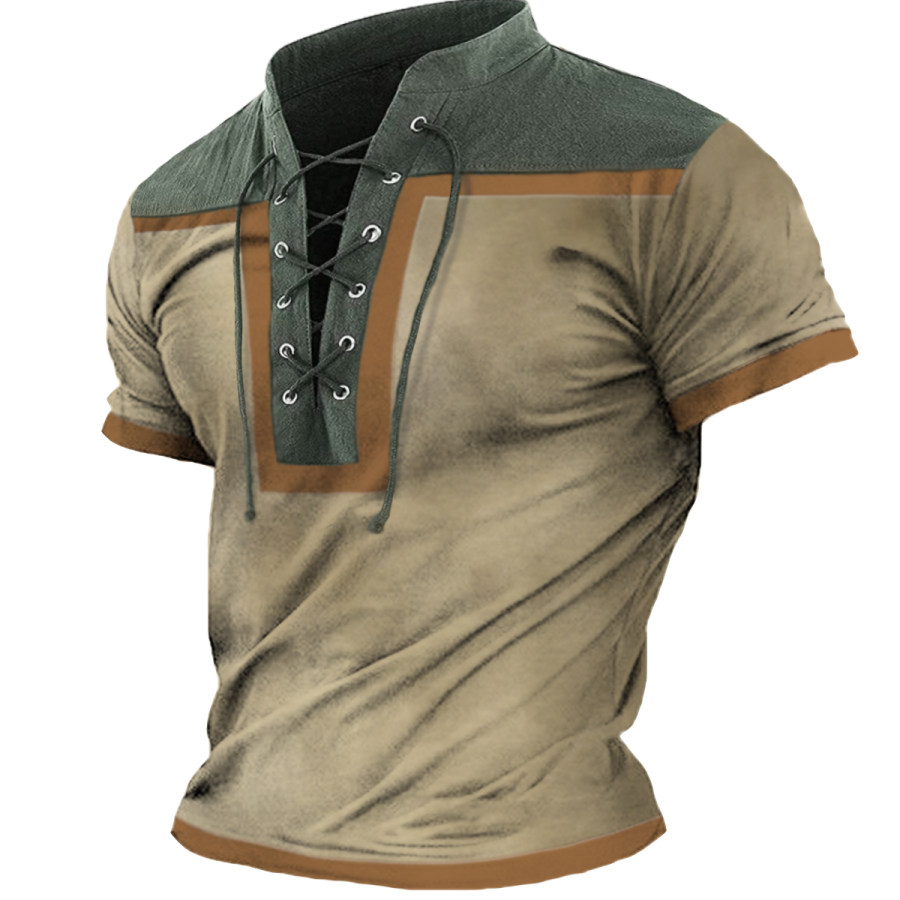 

Men's Vintage Drawstring Short Sleeve T-Shirt
