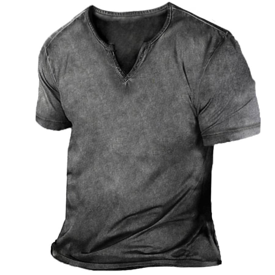 

Men's Retro Stressed V-neck Short-sleeved T-shirt