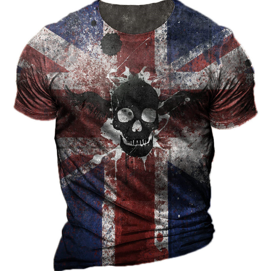 

Men's Vintage Skull Round Neck Short Sleeve T-Shirt