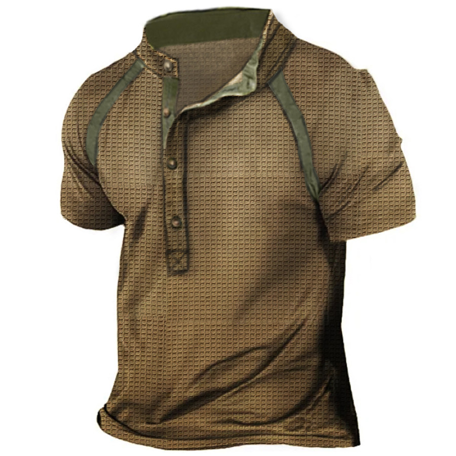 

Men's Casual Waffle Henley T-Shirt