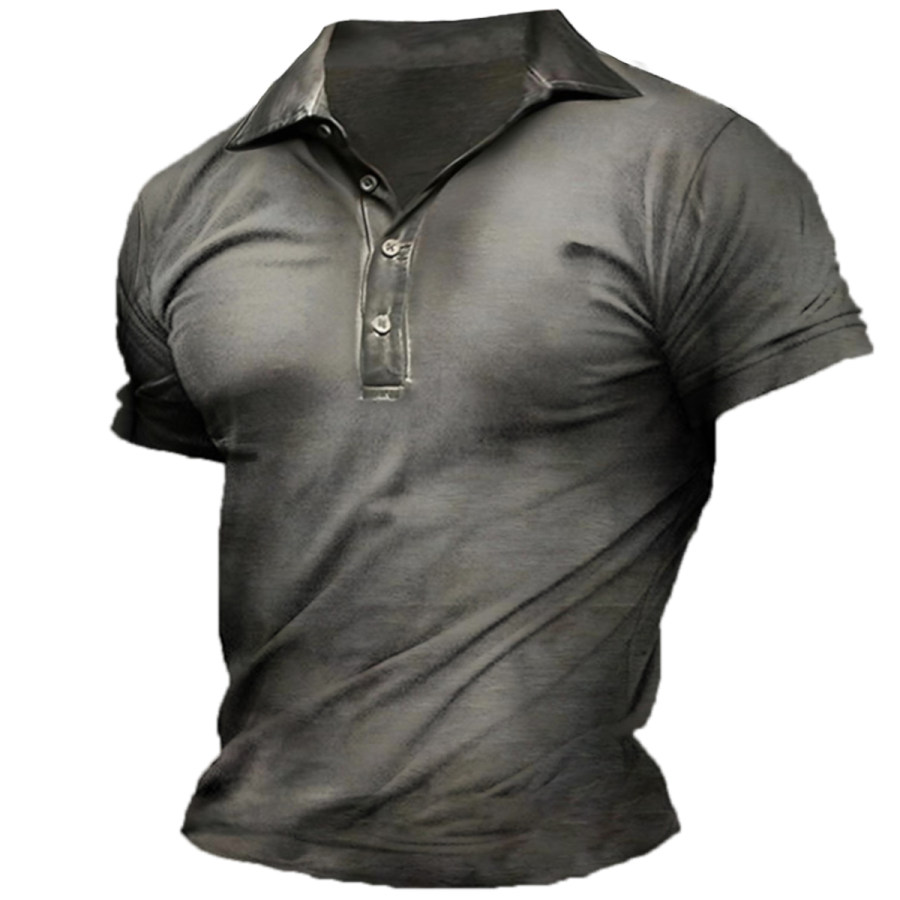 

Men's Vintage Lapel Short Sleeve T-shirt
