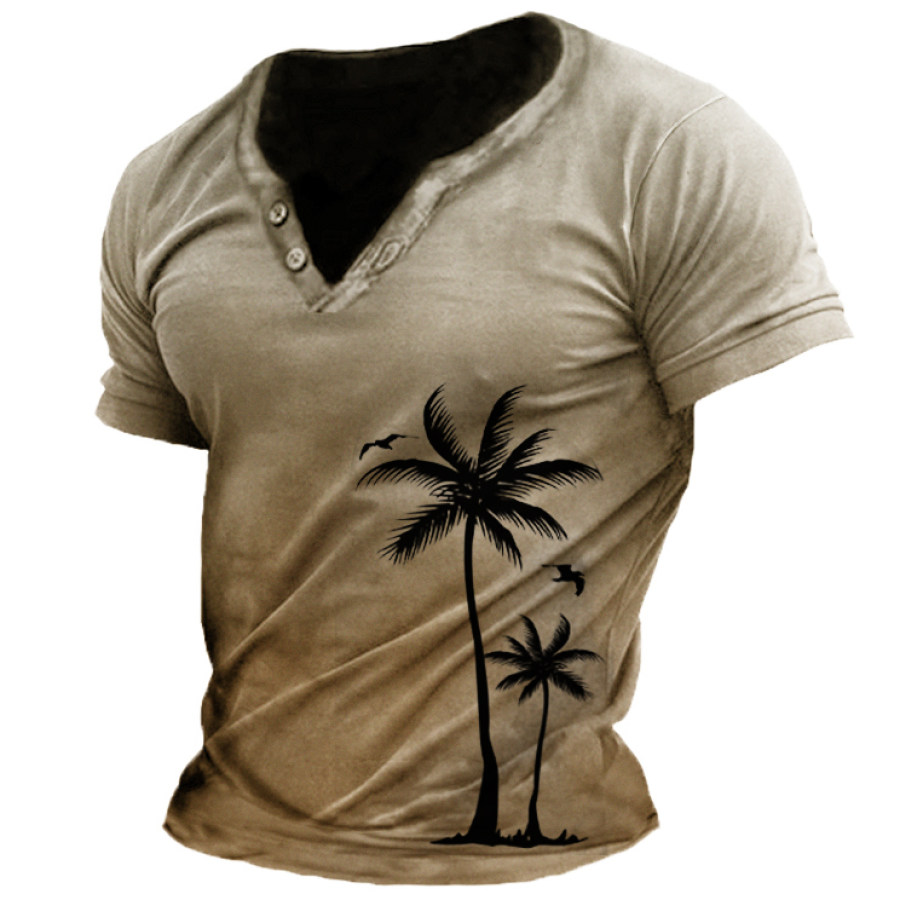 

Men's Outdoor Casual Coconut Tree V-Neck T-Shirt