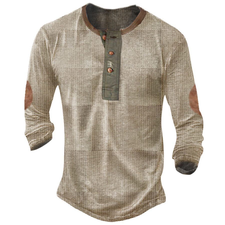 

Men's Outdoor Casual Waffle Henley Neck T-Shirt