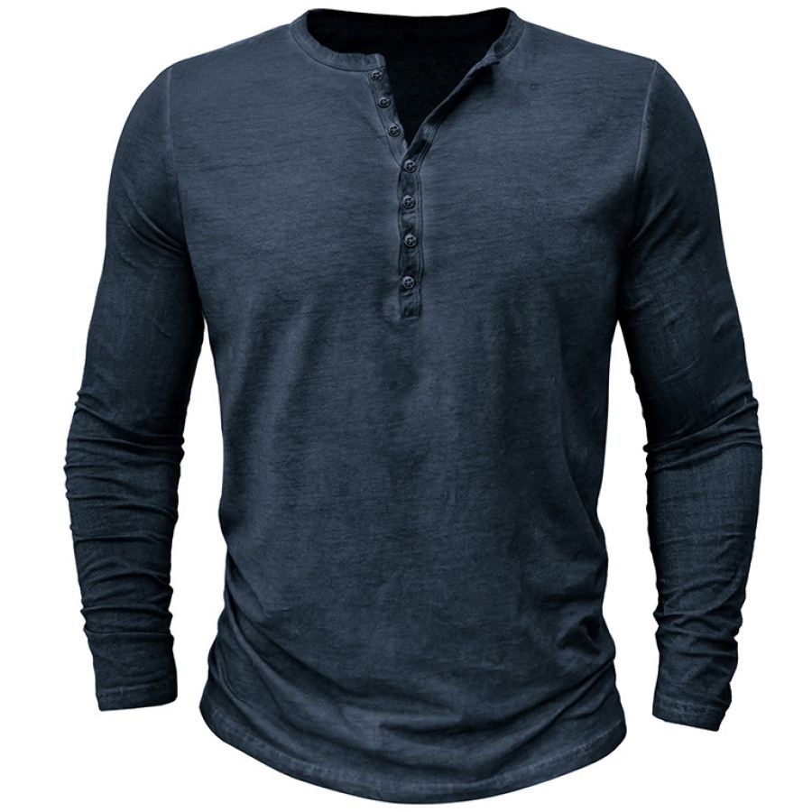 

Men's Vintage Long Sleeve Henley Tee
