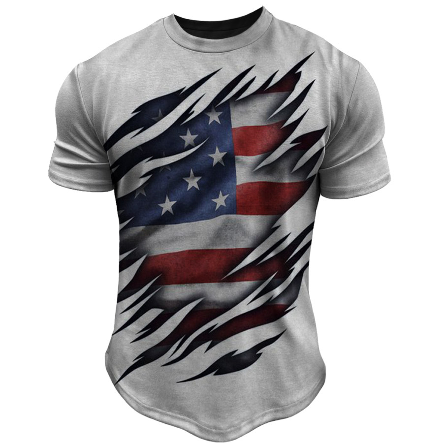 

Men's Vintage American Flag Round Neck Short Sleeve T-Shirt