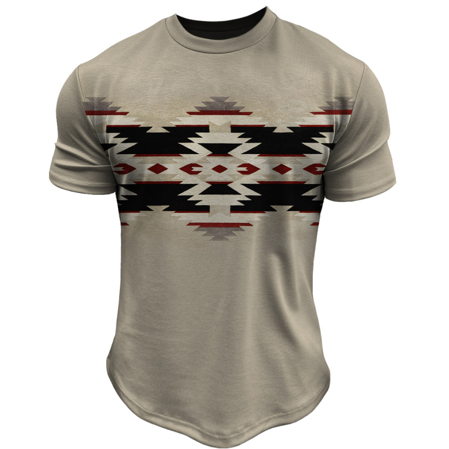 

Men's Ethnic Pattern Round Neck Short Sleeve T-Shirt