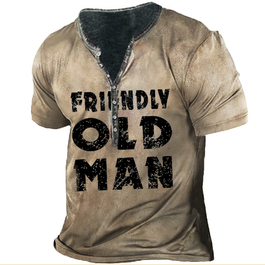 

Friendly Old Man Men's Vintage Henley T-Shirt