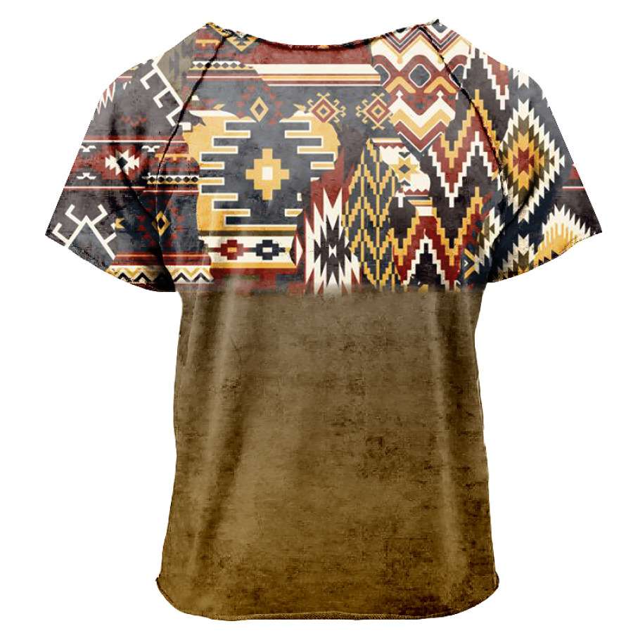 

Men's Vintage Ethnic Gradient Print T-shirt