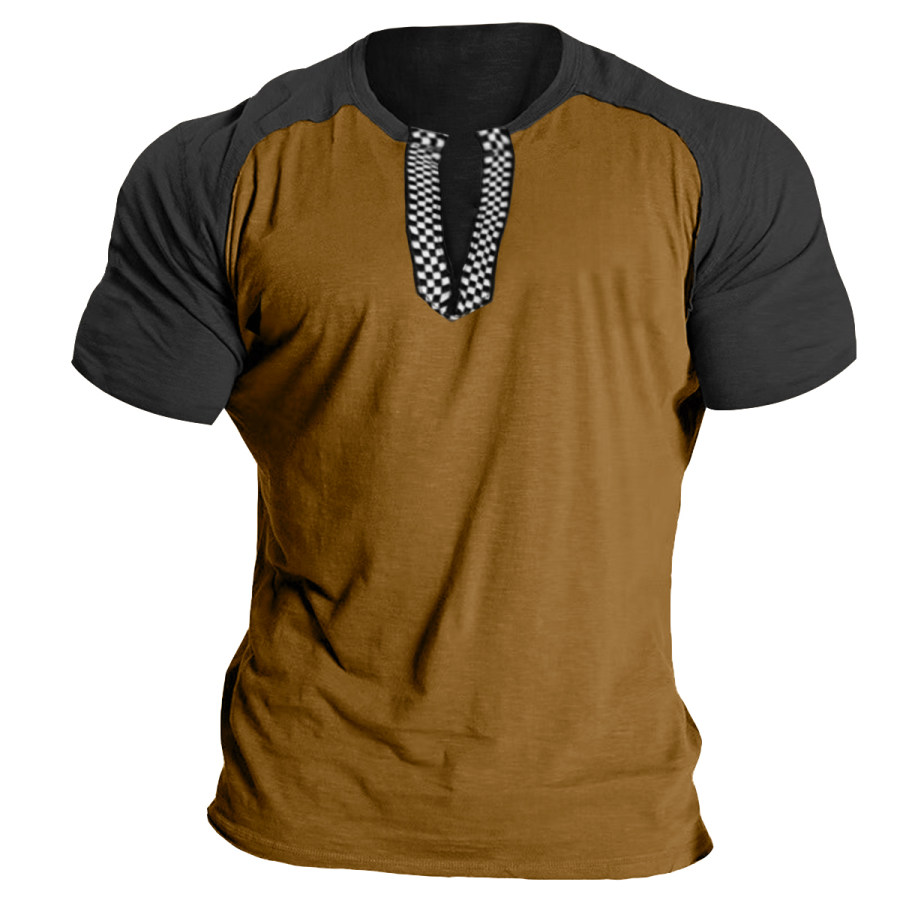 Men's Vintage V-Neck Short Sleeve T-Shirt, WAYRATES  - buy with discount