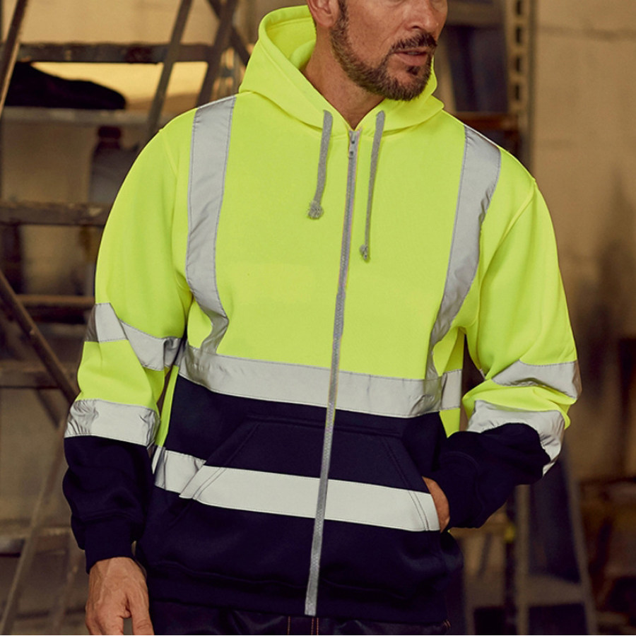 

Men's Outdoor High-Visibility Reflective Long Sleeve Hooded Track Top
