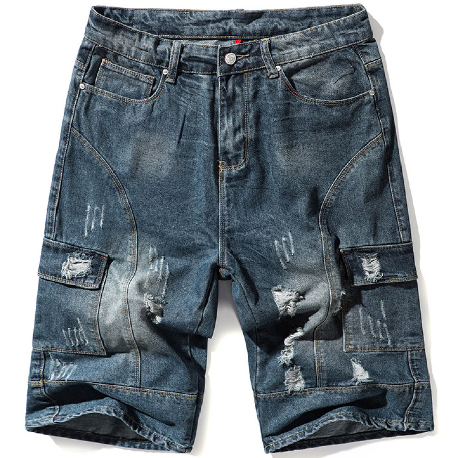 

Men's Casual Loose Straight Multi-Pocket Denim Cargo Shorts