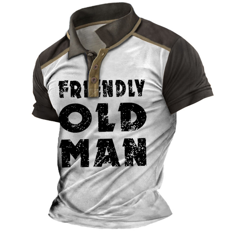 

Friendly Old Man Men's Vintage Polo Short Sleeve T-Shirt